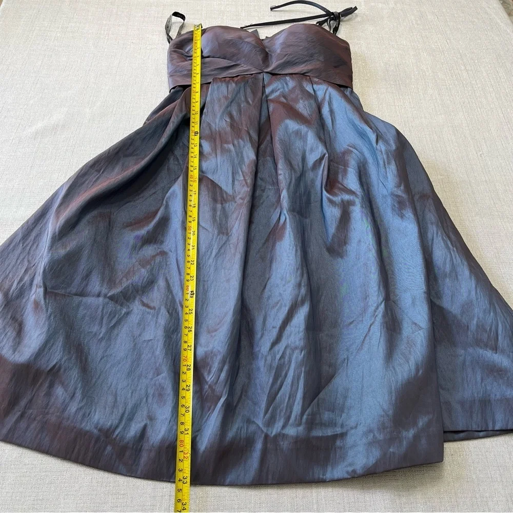 Bill Levkoff Strapless Party Fit & Flare Cocktail Dress Sz 8 Pewter Gray Bow